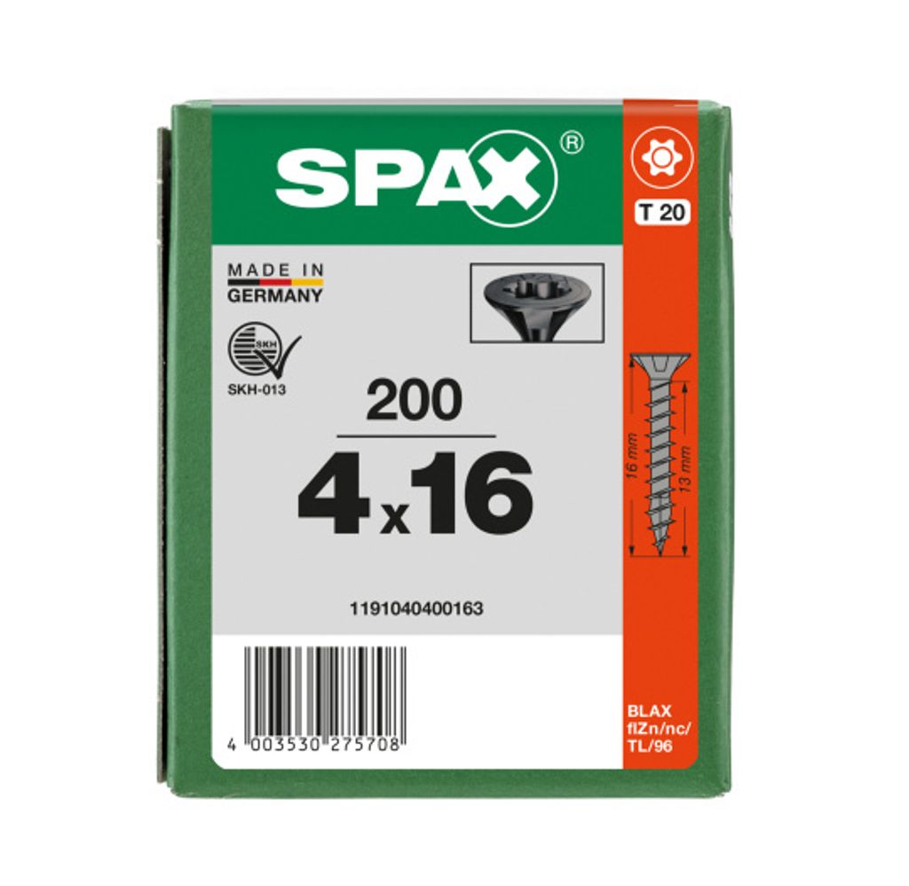 SPAX SeKo T-STAR+ 4,0 x 16 Schwarz verzinkt HP, Produktbild 8