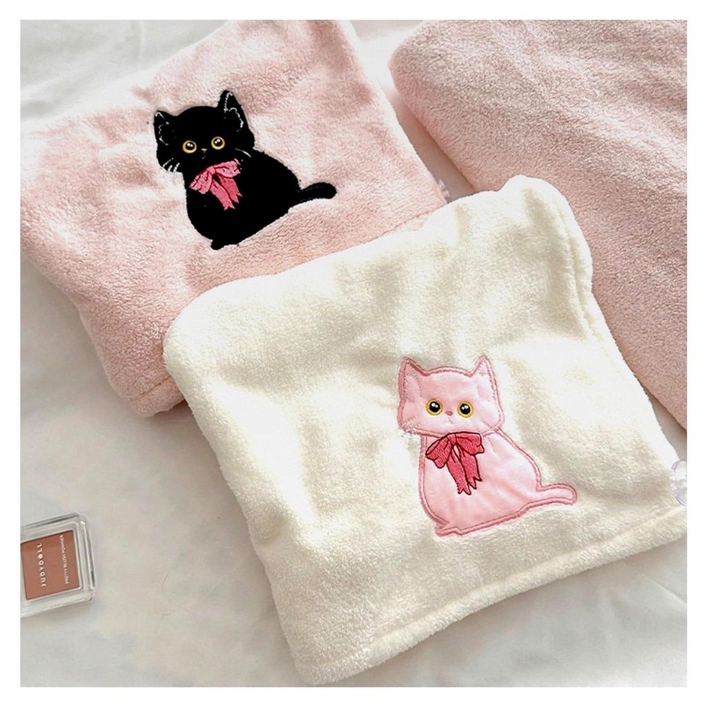 Mikrofaser Haarturban, 2 Stück Turban Haartrockentuch mit Knopf, hochsaugfähiges Kopfhandtuch (Weiß, Rosa)