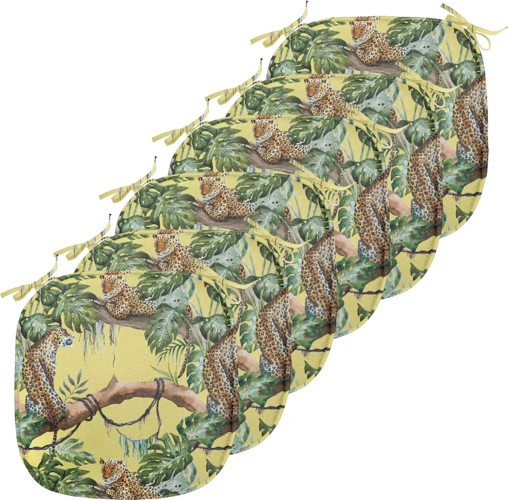 ABAKUHAUS Galette de chaise Aquarelle Léopard Jungle 40x40cm Lot de 6