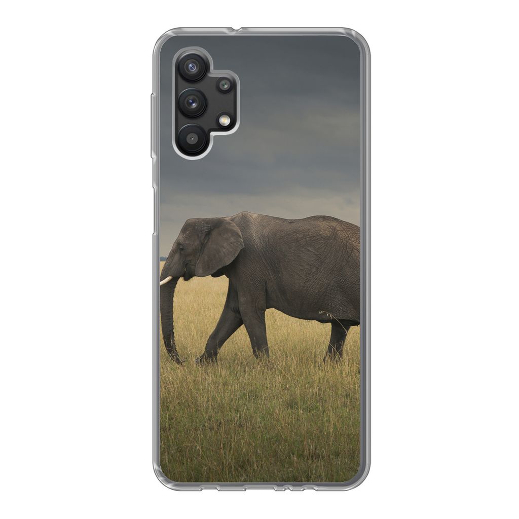 MuchoWow Handyhülle Schutzhülle Hülle für Samsung Galaxy A32 5G Elefant - Savanne - Tiere - Natur Silikon Softcase Handy Hülle - Softcase