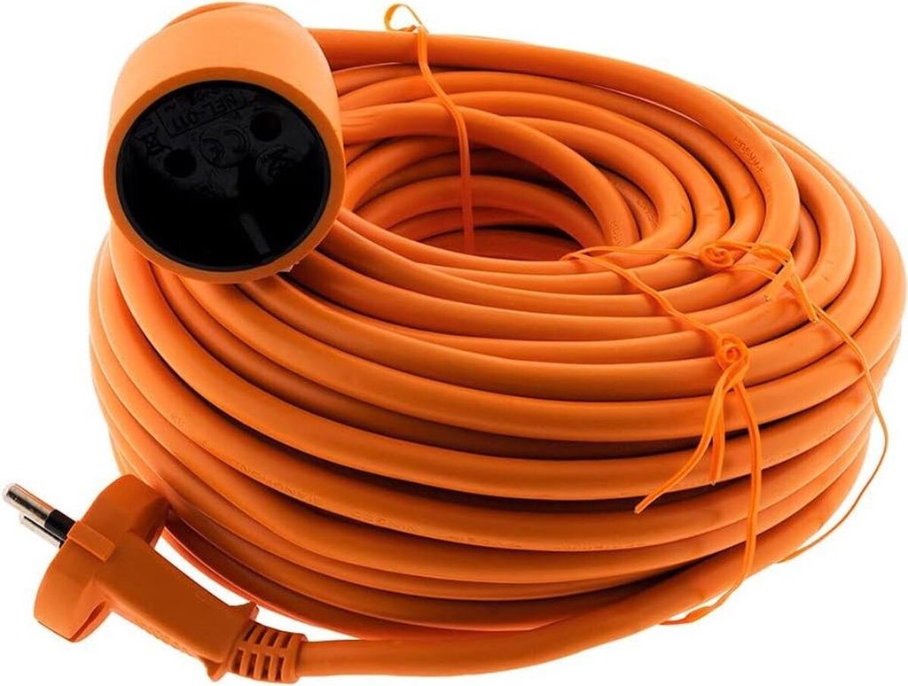 Calex Verlängerungskabel 15m, IP20 Verlängerungsschnur mit Stecker und Gegenstecker, 3500W, Orange, Gummi, 3x1,5mm2