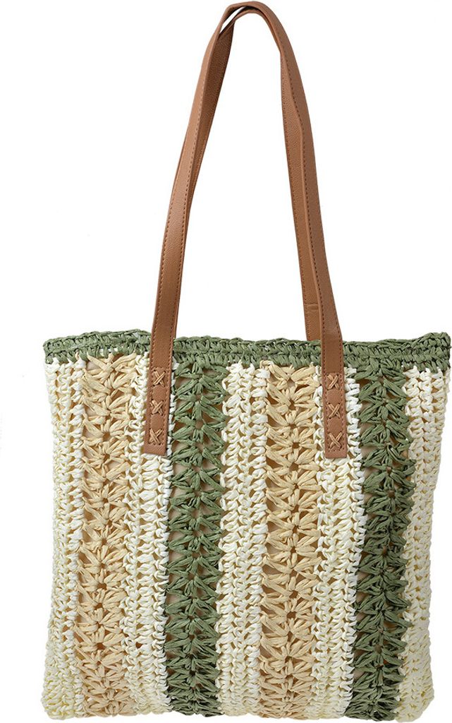 Clayre & Eef Strandtasche 36x40 cm Beige Grün Synthetisch