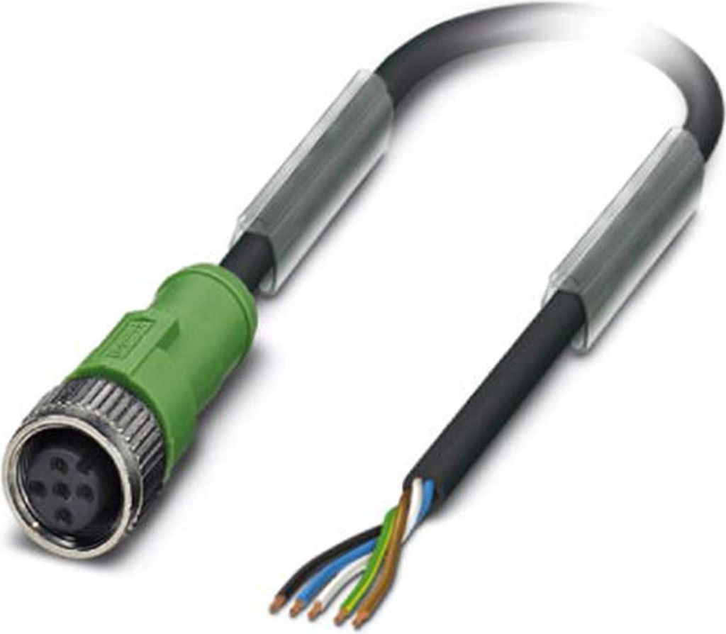 M12 Sensorleitung PVC 5-polig Buchse gerade A-Kodierung, Länge 7,0 Meter tiefschwarz RAL 9005, Kabel Außendurchmesser