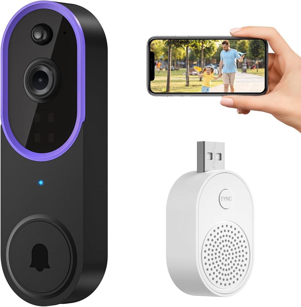 Videocitofono Wi-Fi 1080p con rilevamento intelligente del Immagine del prodotto 