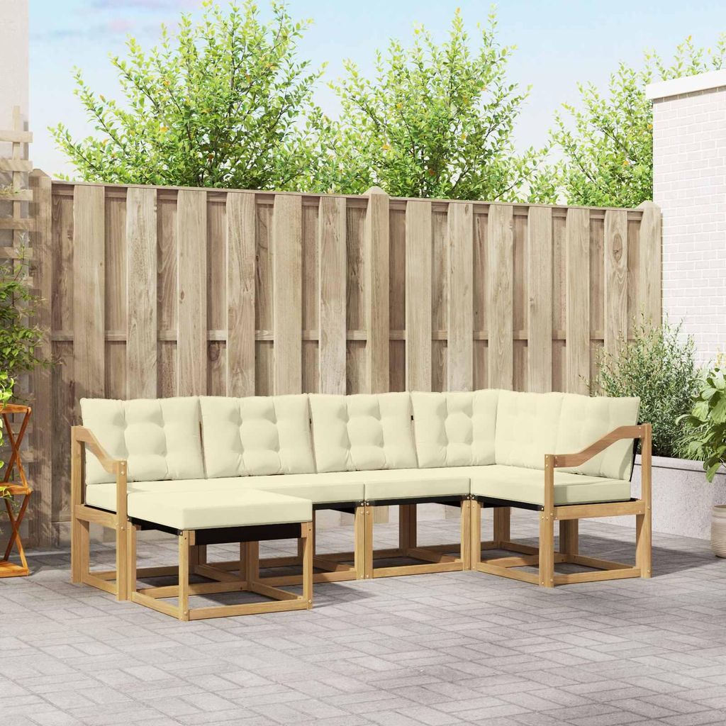 Möbel Outdoor-Sofagarnitur mit Kissen 6 pcs Weiß und CremeGartensofas - Gartensofas c3791