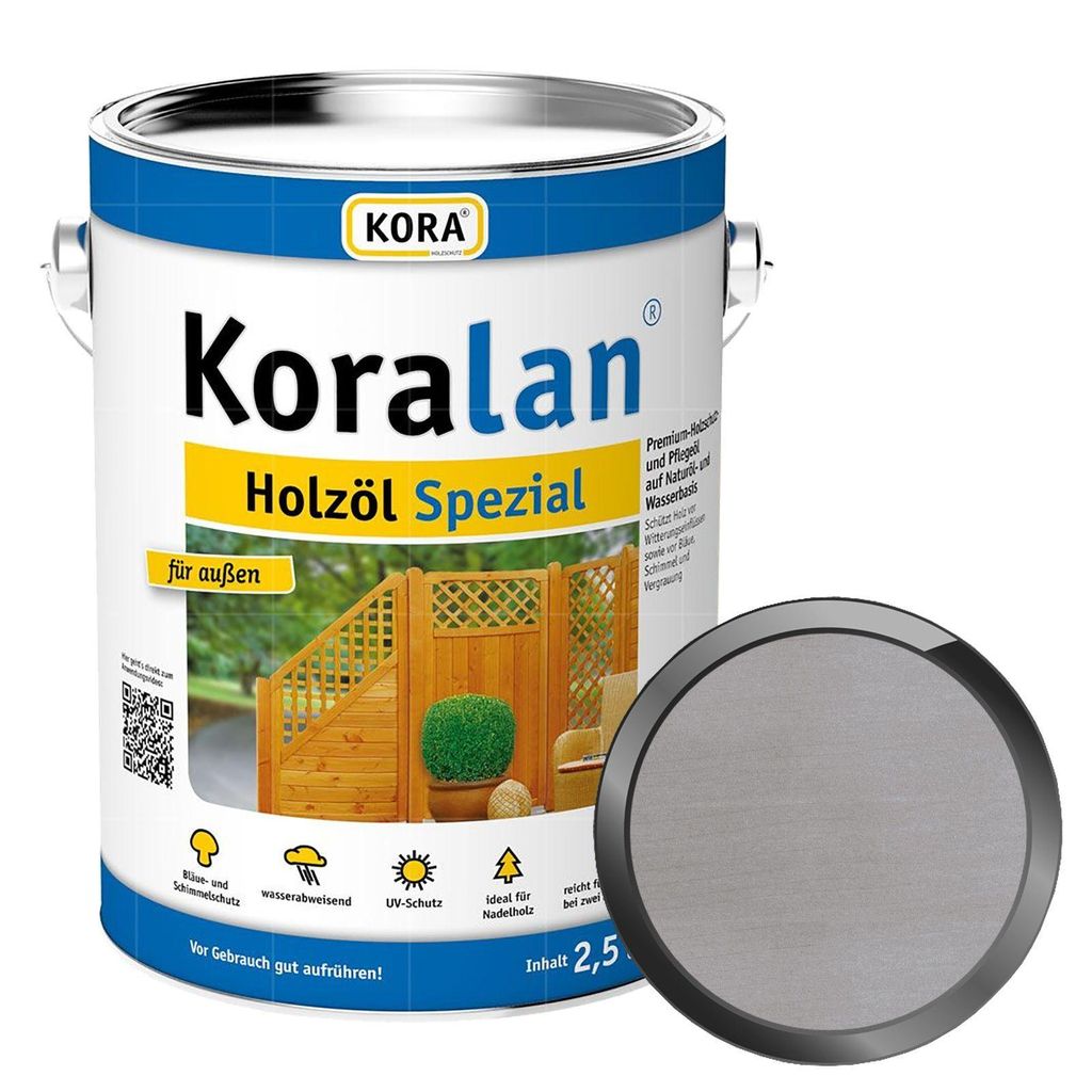 KORA Koralan Holzöl-Spezial 2.5 Liter Silbergrau
