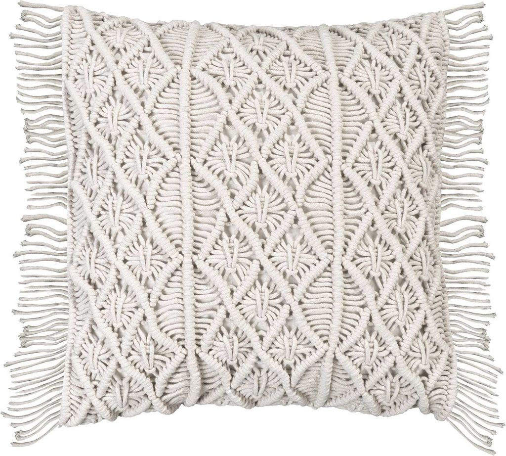 Kissen - Creme - Baumwolle - 45 x 45 cm - mit Fransen