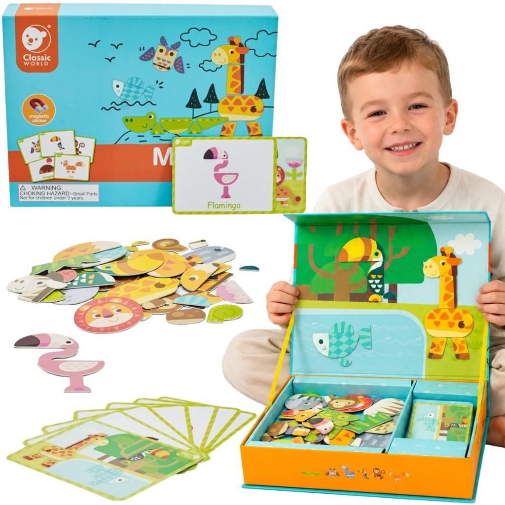 Klassieke wereld magnetische puzzel dieren bordblokken Productafbeelding 