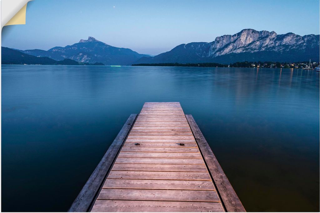 ARTland Wandbild, selbstklebend Holzsteg mit Blick auf den Mondsee Größe: 120x80 cm
