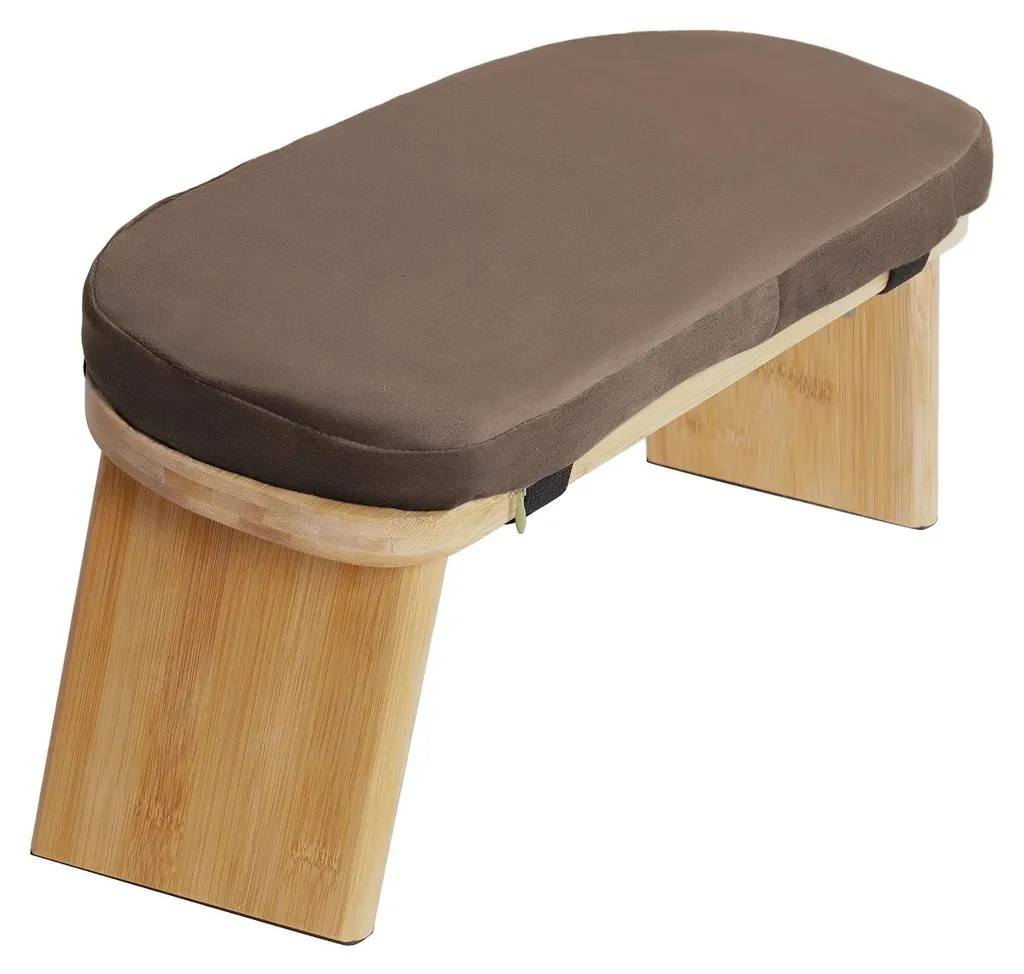 Banc de méditation bois 44x19cm inclinable avec coussin et sac de voyage
