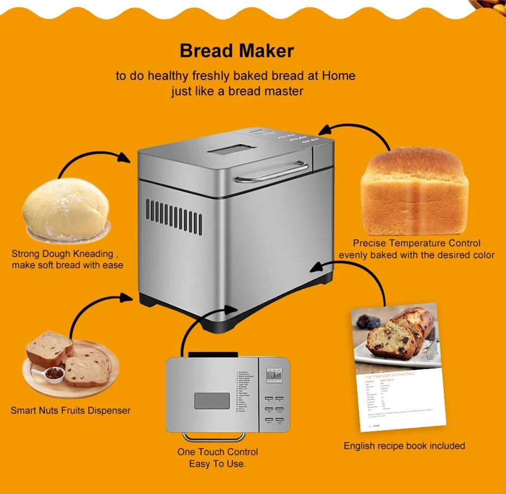 Machine à pain programmable avec 19 modes de cuisson et cuve de 1 kg - 3