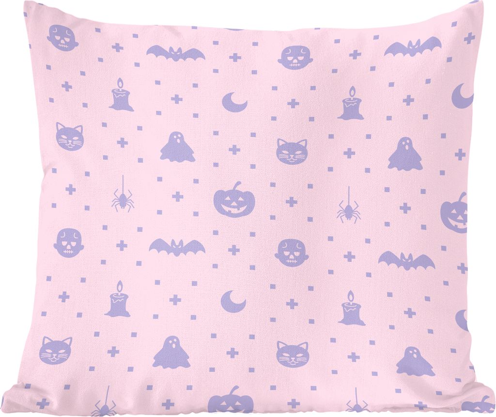 MuchoWow Zierkissen Sofakissen Wohnzimmer Dekokissen 45x45 cm Lila Halloween-Muster - Schlafpolster - Polster für das Sofa