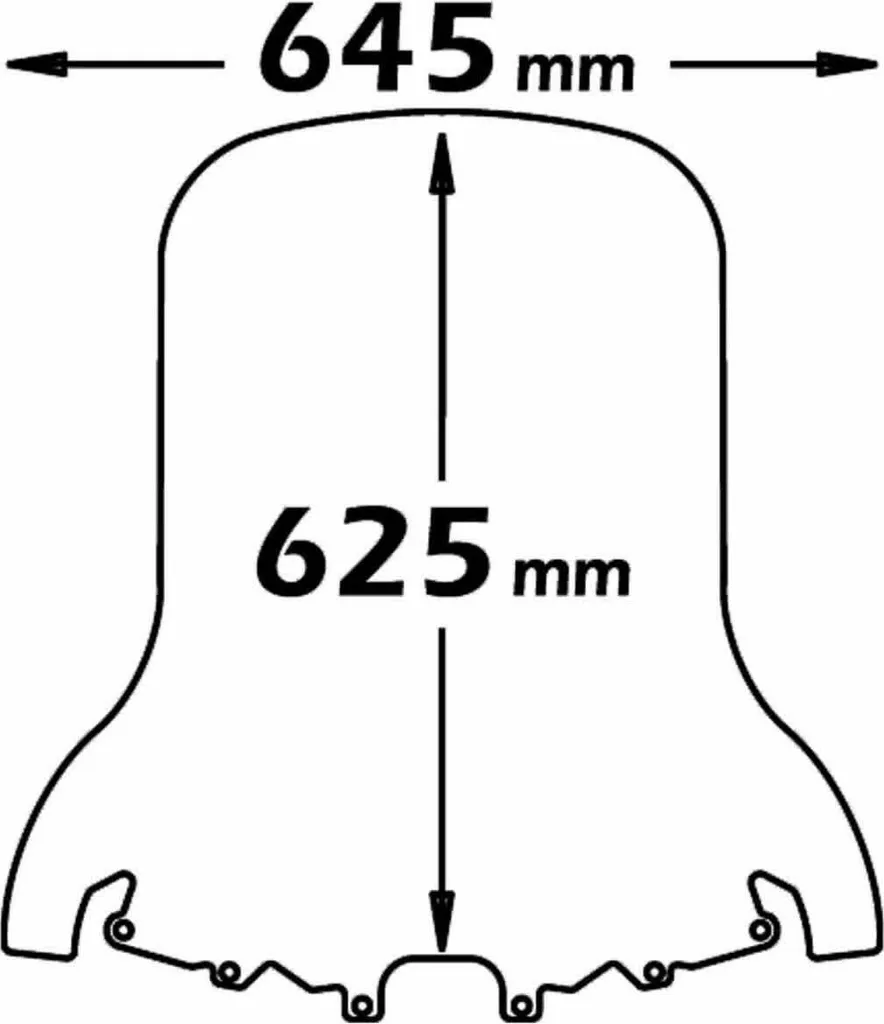 Pare-brise Large ISOTTA pour SYM - Matériau Incassable 625 x 645 mm