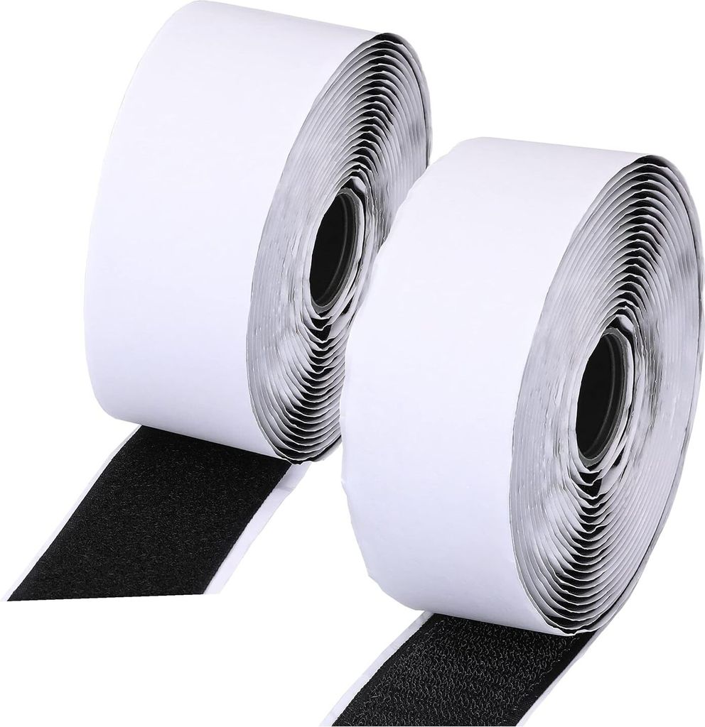 Klettband selbstklebend Schwarz Klettverschluss Hakenband Flauschband Set 38mm x 10m