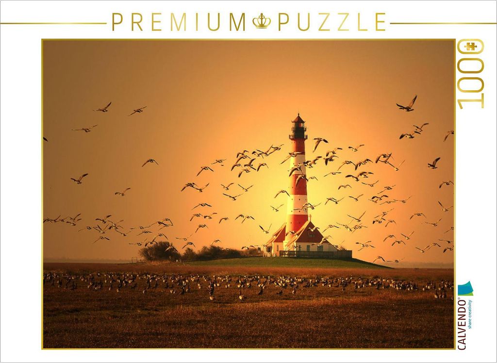CALVENDO Puzzle Leuchtturm Westerhever 1000 Teile Puzzle quer | 1000 Teile Lege-Größe 64x48cm Foto-Puzzle für glückliche Stunden