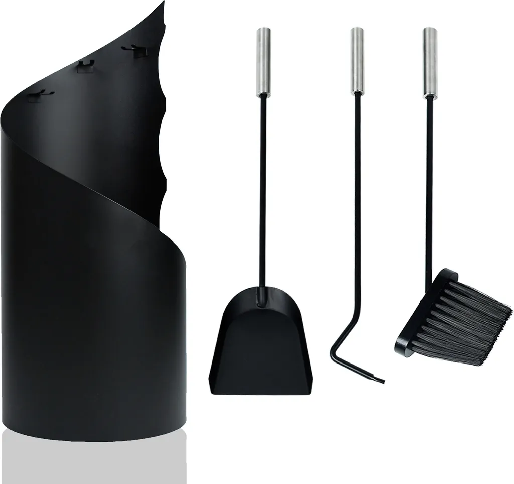 Kit Accessoires Cheminée Acier Inox Noir 4 Pièces Robuste et Élégant - 12
