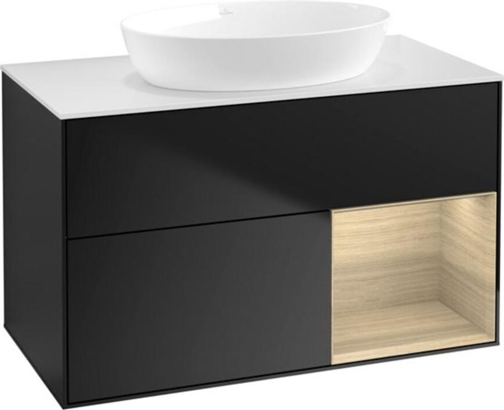 V&B Waschtischunterschrank Finion 100, Pl wh. m, Reg Oa ven, bla m Lac