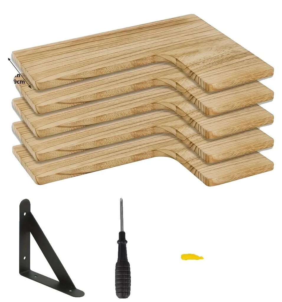 Étagère murale rustique kaki foncé - Suspension bohème multi-usage