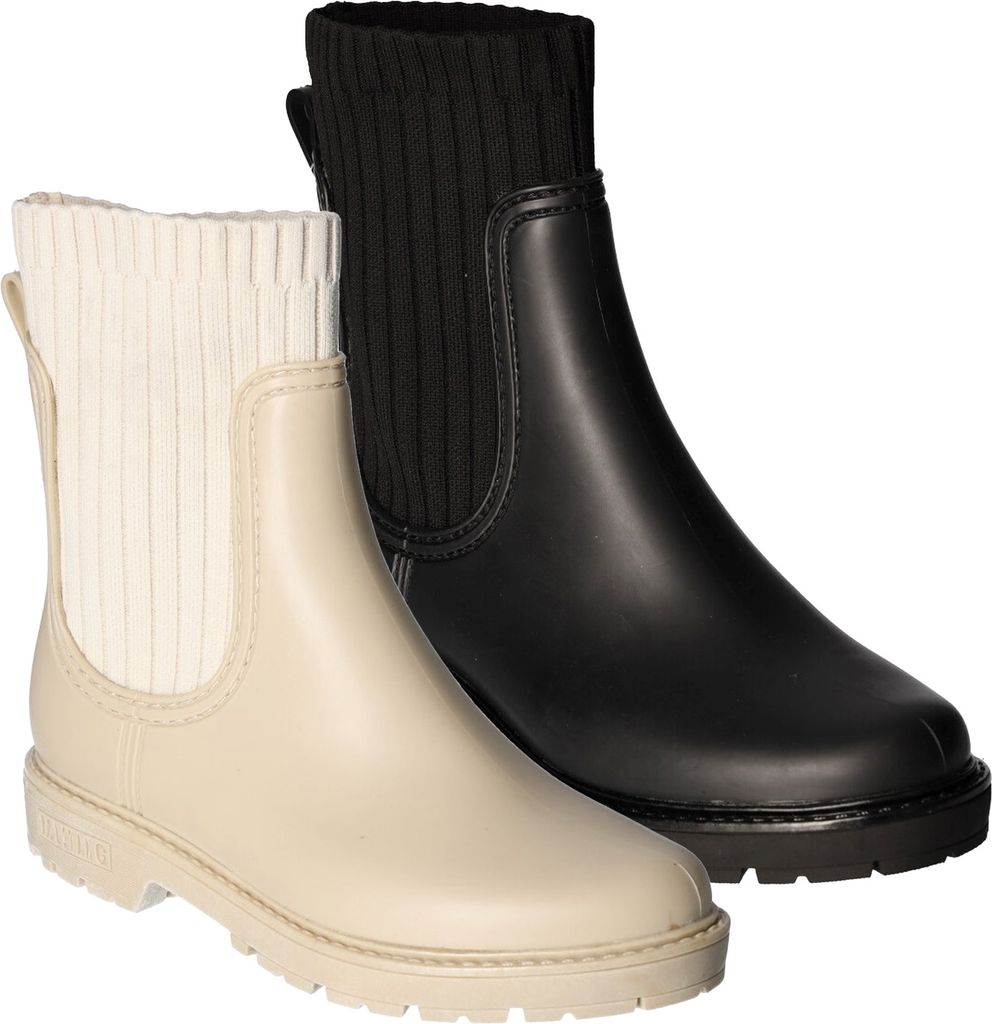 Mustang Damen Stiefelette Chelsea Boot gestrickt Stretch Gummistiefel 1444-503, Größe:40 EU, Farbe:Schwarz