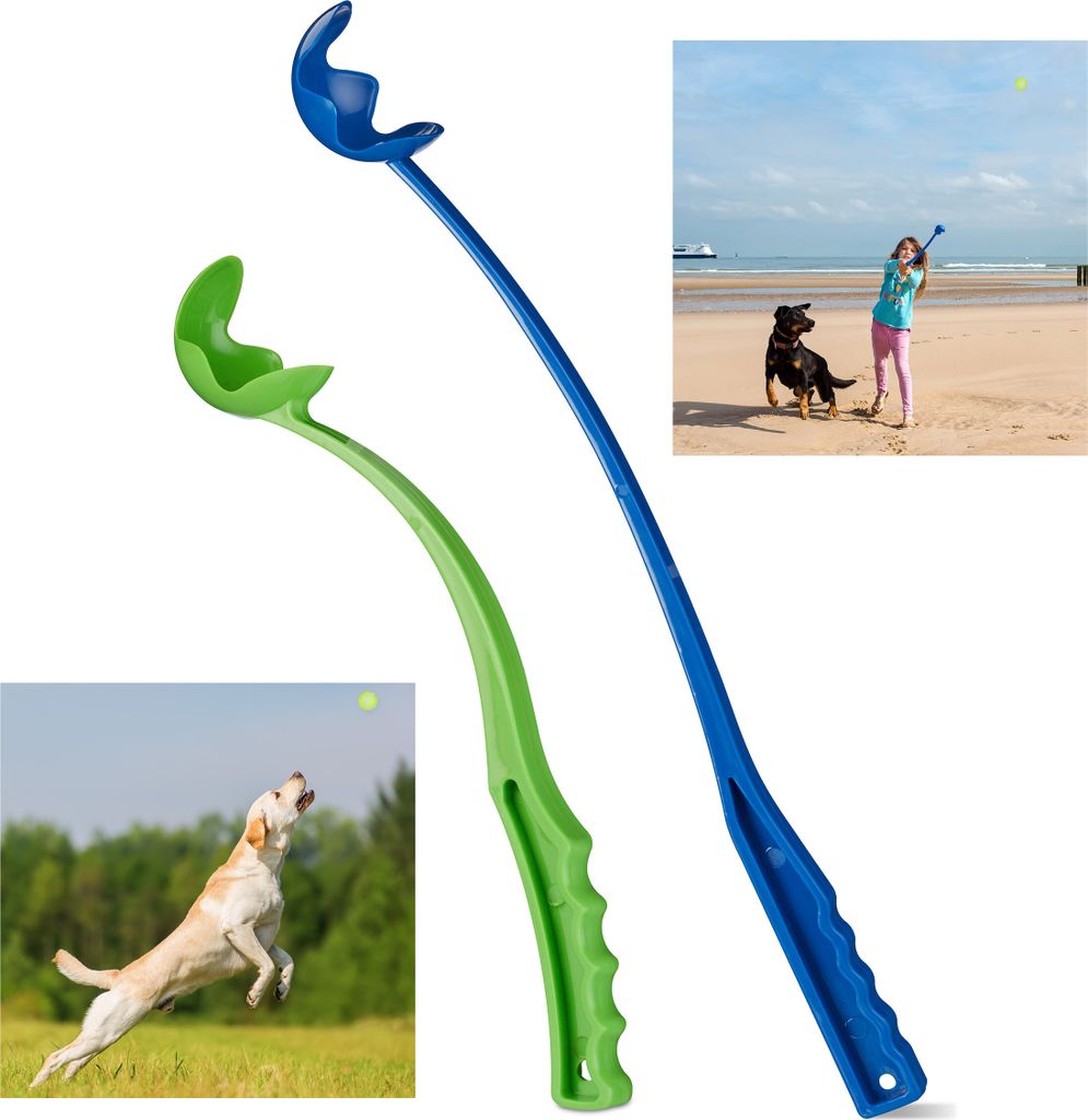 Relaxdays Ballschleuder für Hunde, 2er Set Ballwerfer, Produktbild 