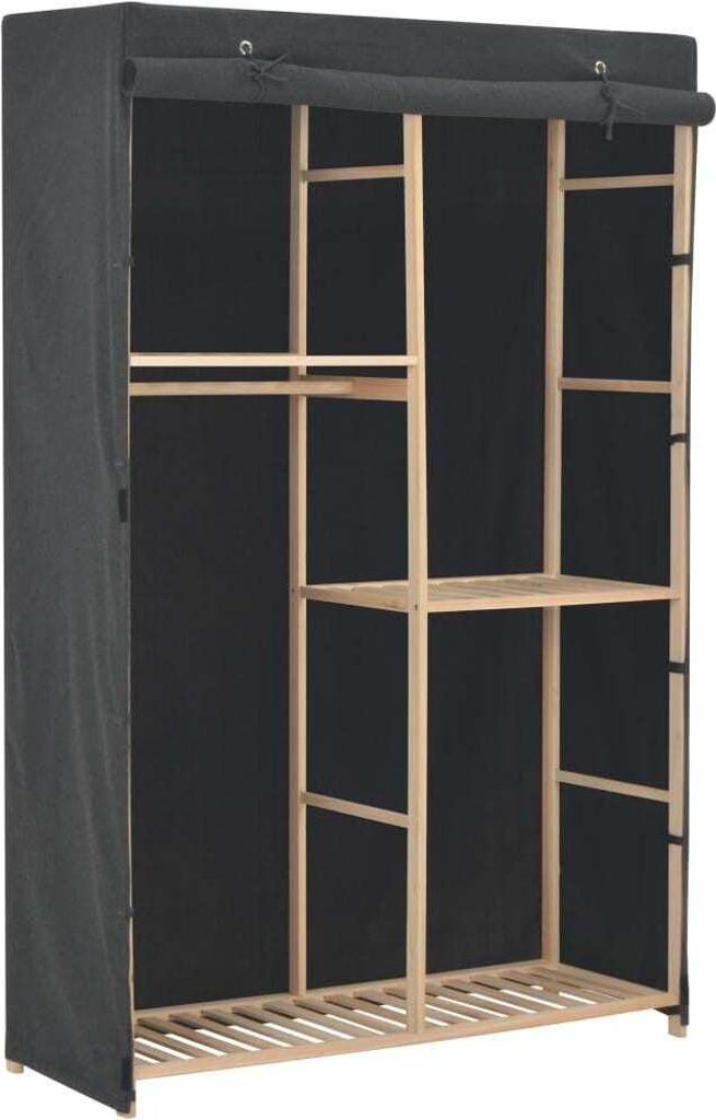 3-stufiger Kleiderschrank Grau 110 x 40 x 170 cm Stoff
