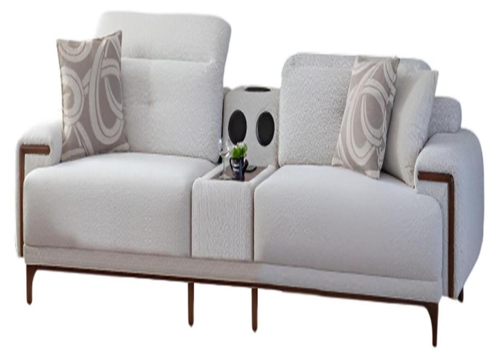 Weiße Polstercouchen Designer Wohnzimmer 2-Sitzer Edle Stoffcouchen