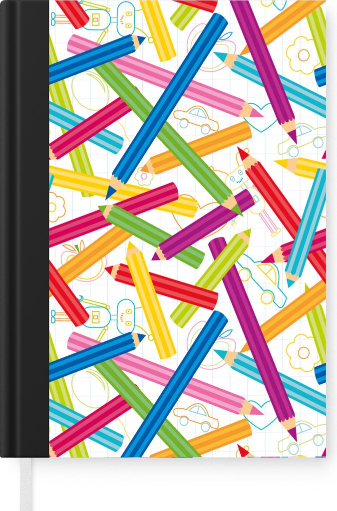 MuchoWow Notizbuch Tagebuch Haushaltsbuch Notebook A5 Bleistift - Muster - Regenbogen - Notizblock - Notizheft - Notebook - Schreibblock - Papier