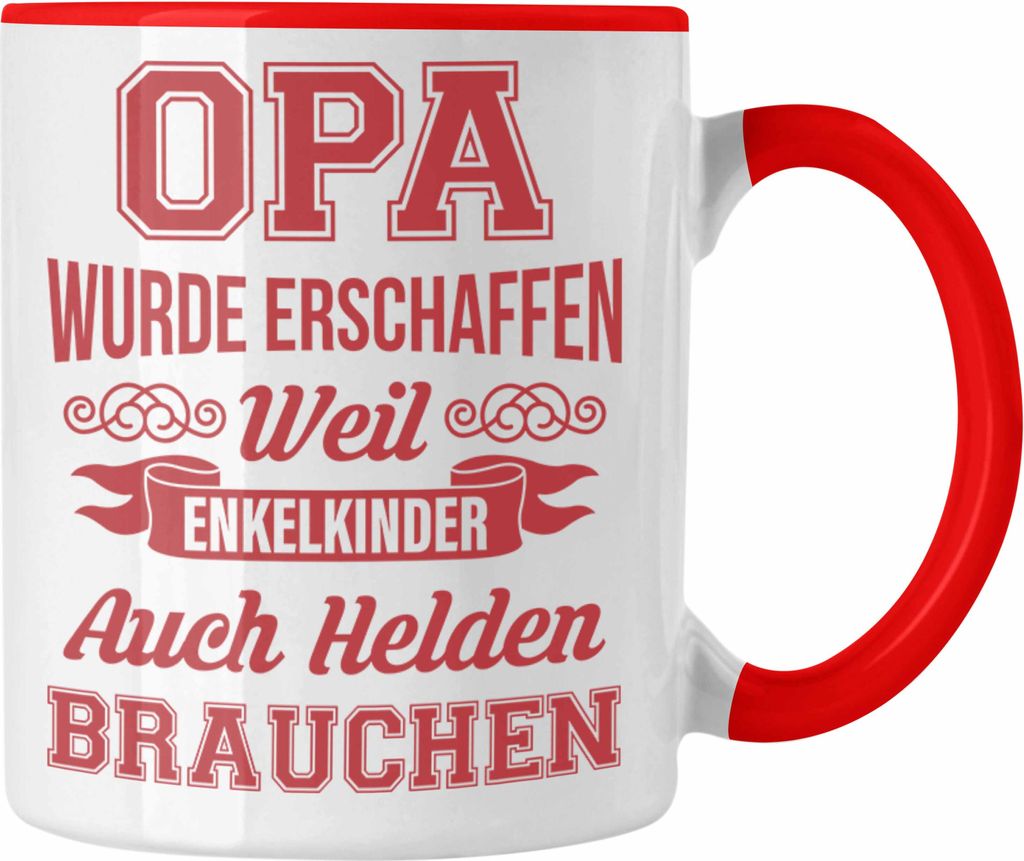 Trendation - Opa Geschenke Geschenk Tasse mit Spruch Opa Geschenkidee Nichte Enkel Vatertag Kaffeetasse Großvater (Rot)