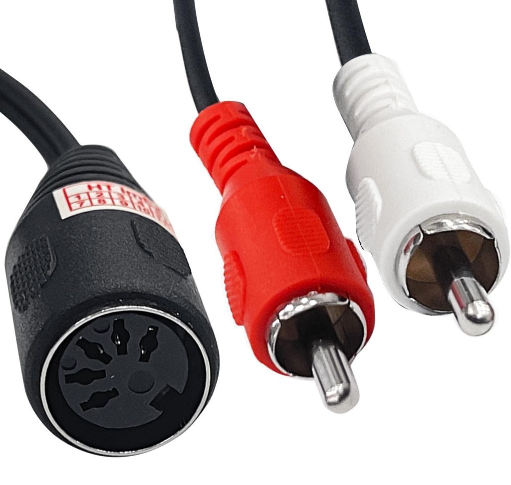 54cm 5 Pin Din Female to 2 RCA Male Stereo Video Adapters Cable Wire Cord