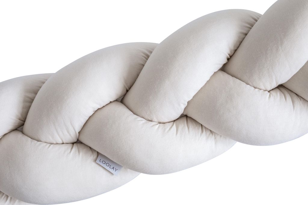 300 cm BEIGE Geflochtenes Kissen Zierkissen Dekokissen Bettschlange Bettumrandung Zugluftstopper Wickeltisch Babybett 100% Baumwolle Premium Geschenk