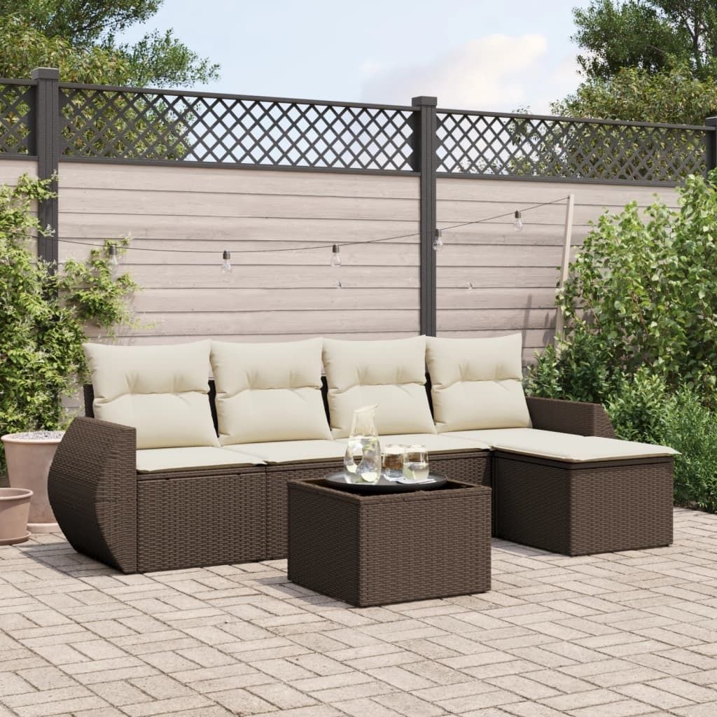 Maison Exclusive - 6-tlg. Garten-Sofagarnitur mit Kissen Braun Poly Rattan