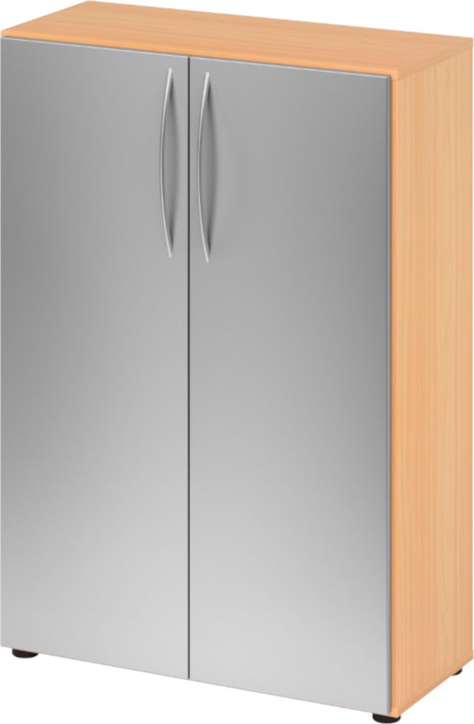 bümö basic Aktenschrank - 3 Ordnerhöhen - Nachbildung: Buche/Silber
