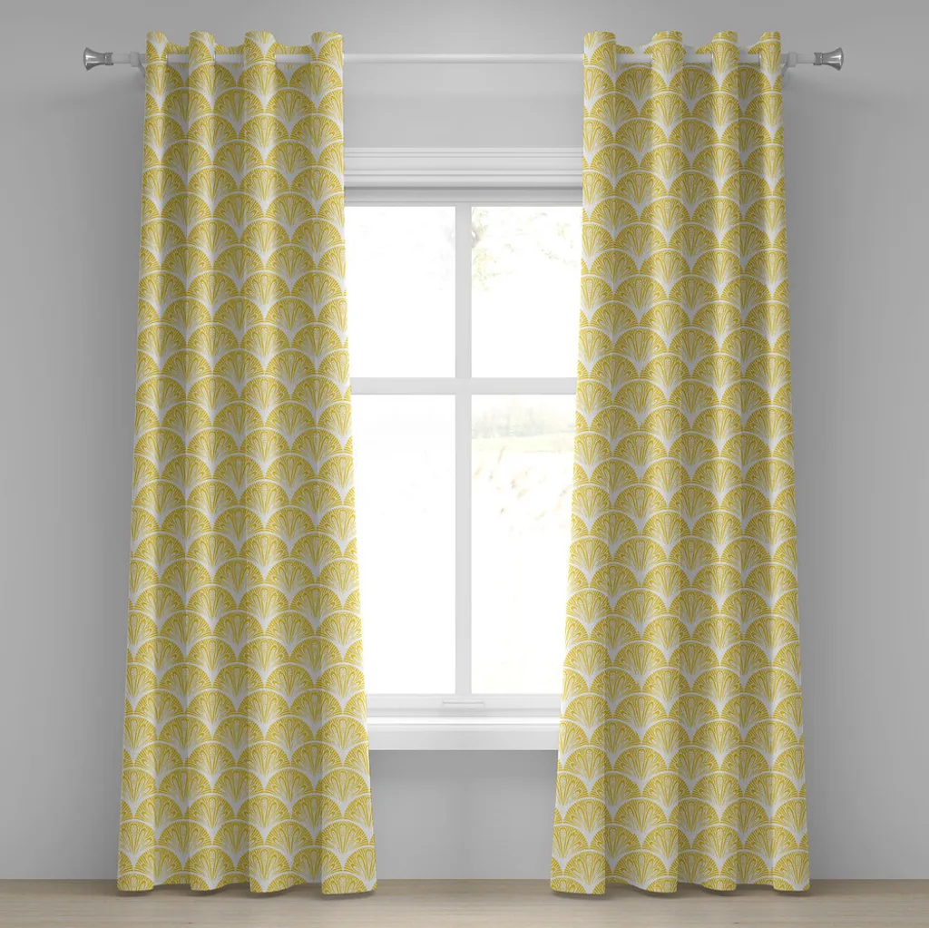 Paire de rideaux occultants décoratifs jaune terre à motif bohème chic