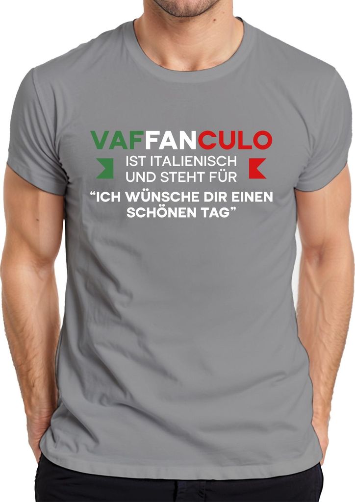 Vaffanculo Ich wünsch dir schönen Tag frech italienisch Geschenk Herren T-Shirt, Grau, M