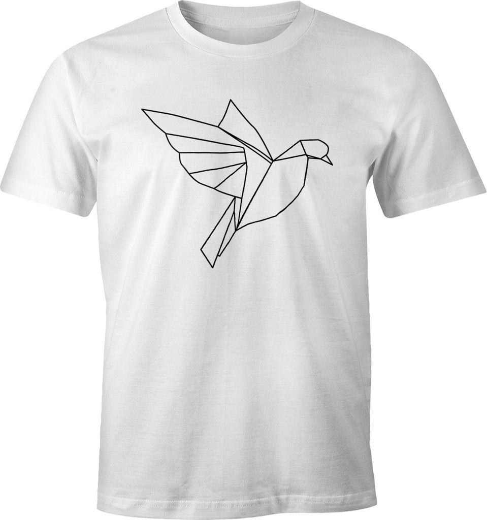 Herren T-Shirt Polygon Origami Vogel Bird Moonworks weiß L