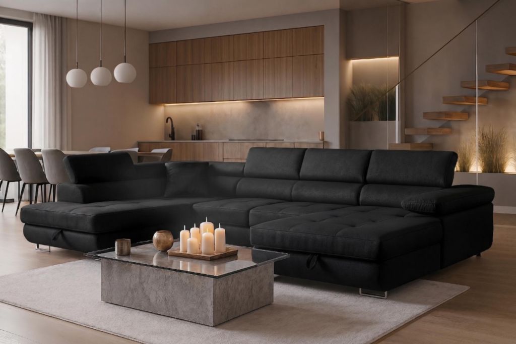 Wohnlandschaft Aller U Monolith XXL - Ecksofa mit Schlaf- Produktbild 
