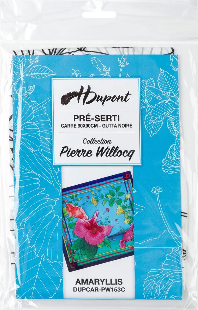 H Dupont 3x Seidentuch 100% Seide, 90x90cm, Amaryllis - Weiß DUPCARPW153C