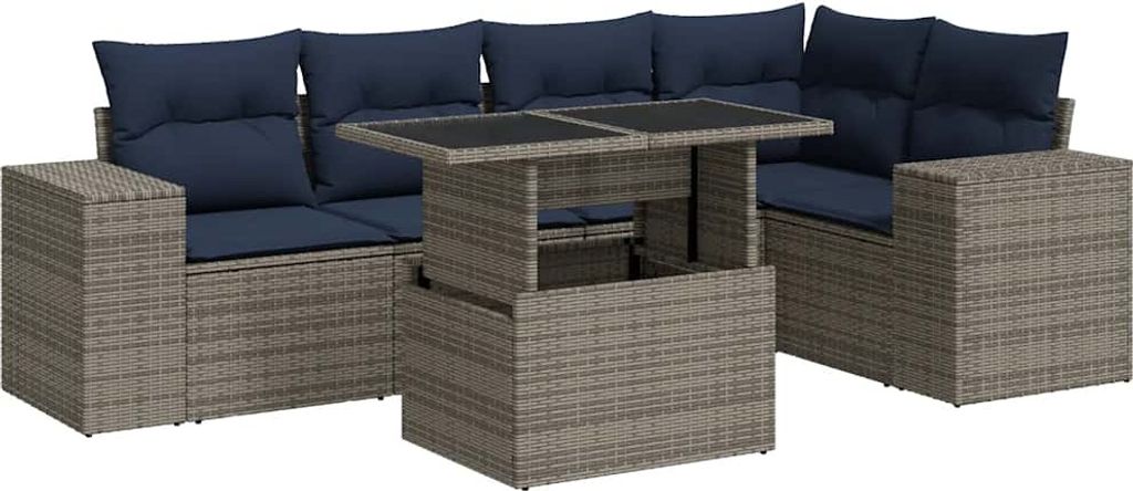 "2026 Aktion" 6-tlg. Garten-Lounge-Set - elegantes Design - Sitzgruppe/Gartengarnitur - mit Kissen Schwarz Poly Rattan - Terassenmöbel NeuMöbel93...
