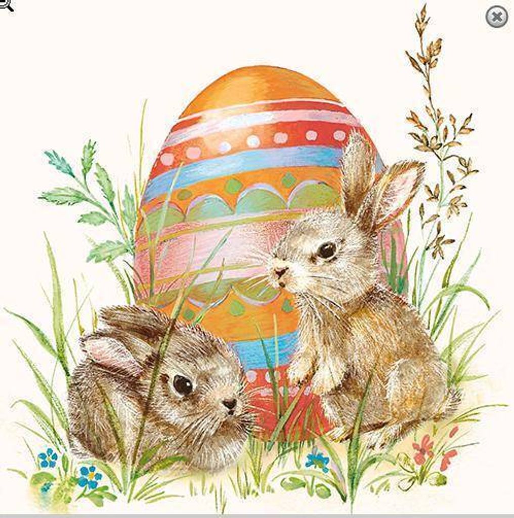 20 Servietten niedliche Hasen mit großem Osterei zu Ostern 33cm