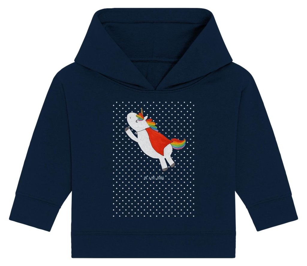 Mr. & Mrs. Panda Organic Baby Hoodie Einhorn Super 24. - 36. Monat - French Navy - Geschenk, Superheld, Einhörner, Unicorn, Held, Kapuzenshirt, Ka...