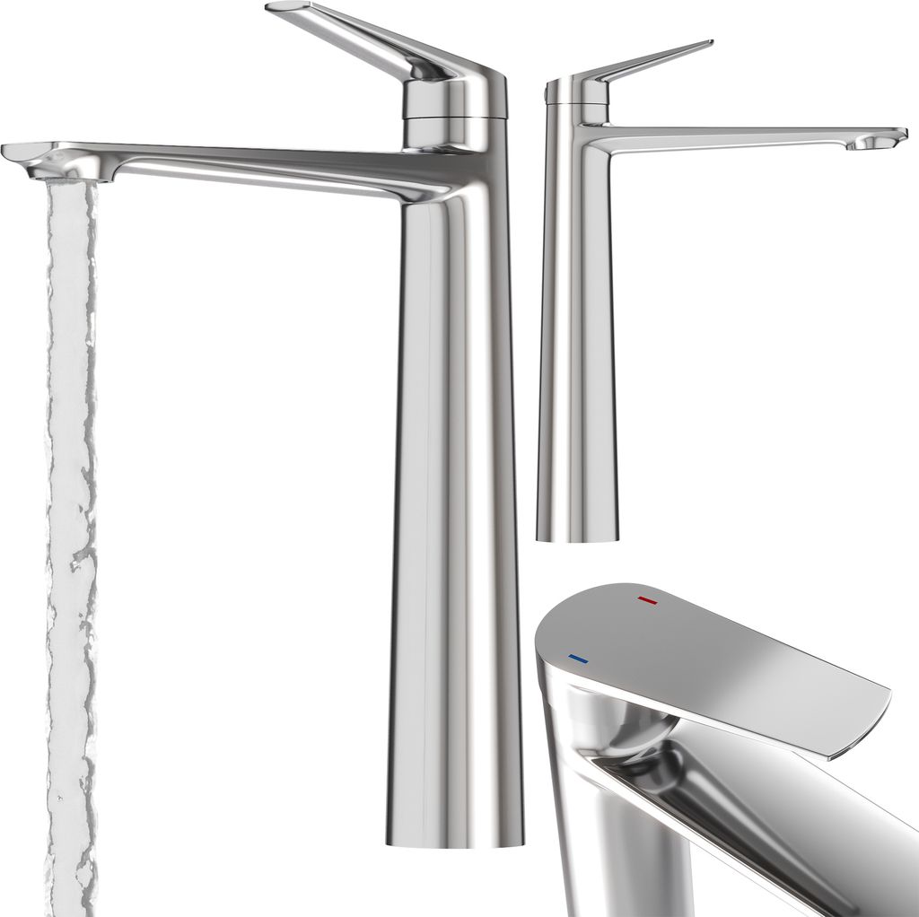 Waschbecken Mischbatterie Hoch Chrom Badezimmer Messing Stand Wasserhahn Schiff