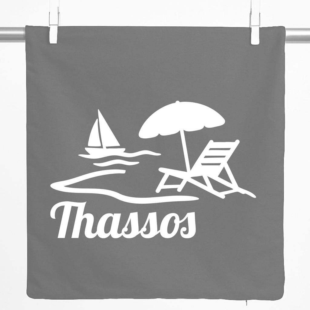 Huuraa Kissenbezug Thassos Inselmotiv Griechenland 40x40cm Steel Grey Baumwolle Dekokissenbezug Geschenkidee