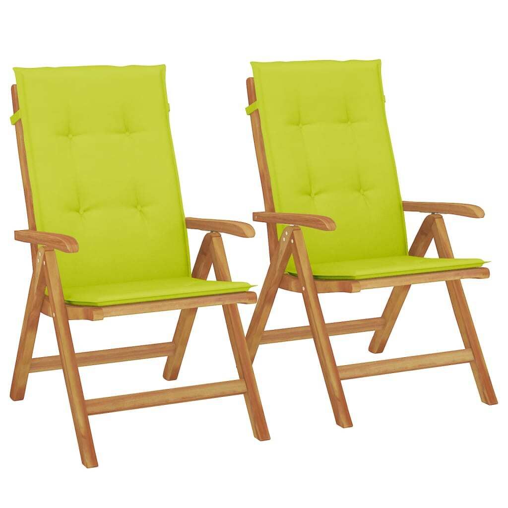 vidaXL Gartenstühle mit Kissen 2 Stk. Massivholz Teak