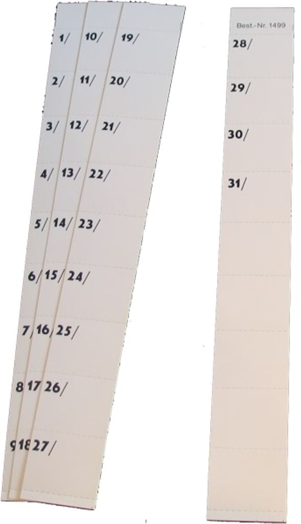 Zahlen 1 bis 31 für Stecktafel B40xH32mm