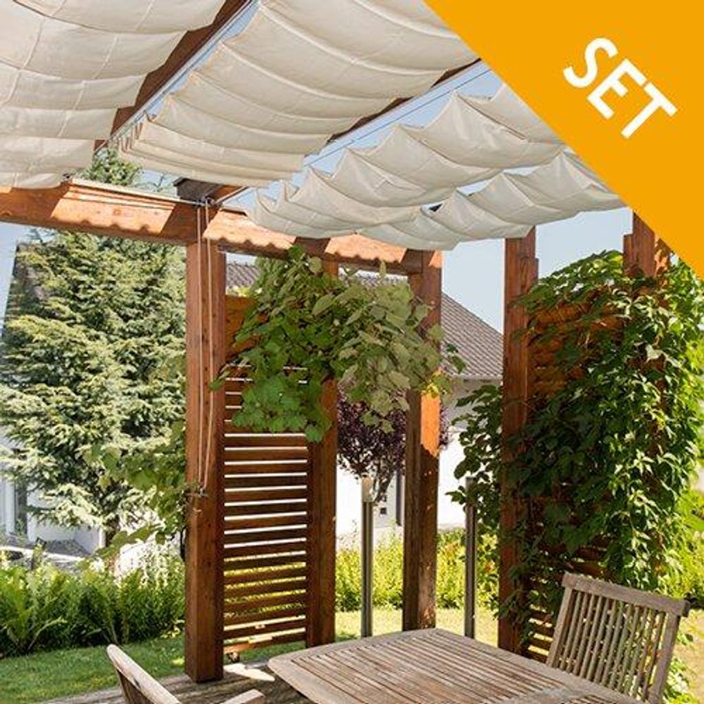 Seilspann-Sonnensegel + Montageset 270x140cm, cremeweiß Produktbild 