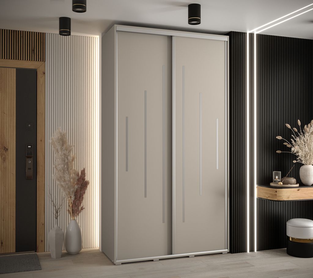 Kleiderschrank INDIRA 12 - 140/45 cm, Kaschmir/Silber