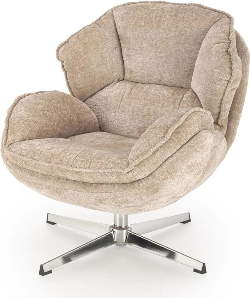 Beiger ergonomischer Schalensessel mit 360°-Drehfunktion, 81 cm Höhe