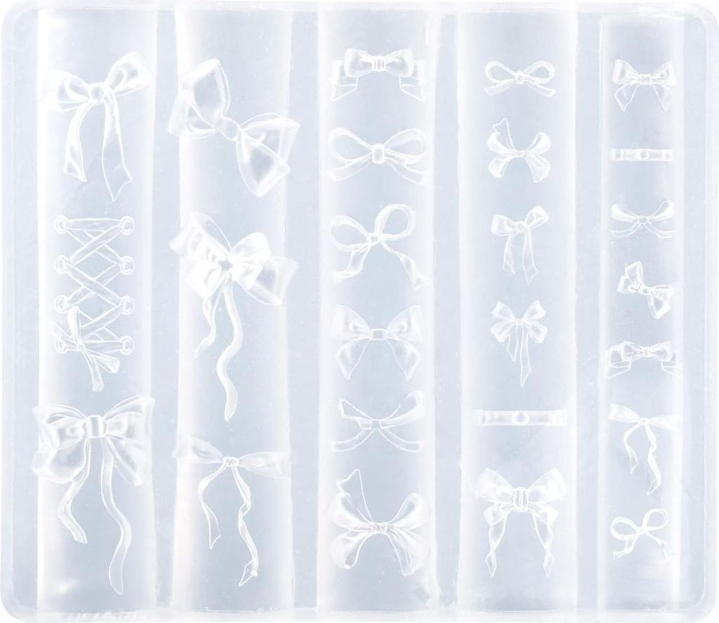 BOXOB Schleifen Silikon Nagelformen, Mischschleifen Nagelschablonen Silikonformen Schneideschleifen Knopfschablone Kunstzubehör für Charms Kunstd...