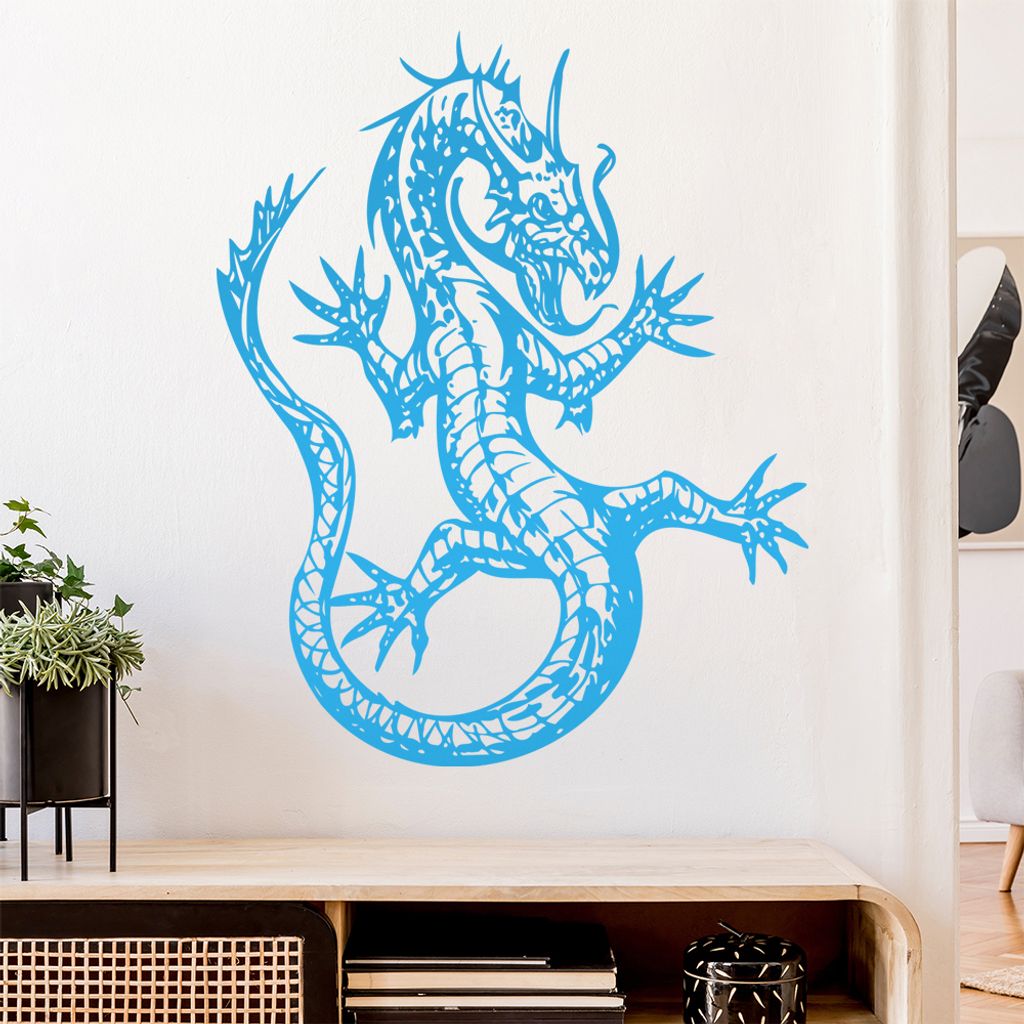China Drachen Wandtattoo in 6 Größen - Wandaufkleber Wall Sticker - Dekoration, Küche, Wohnzimmer, Schlafzimmer, Badezimmer