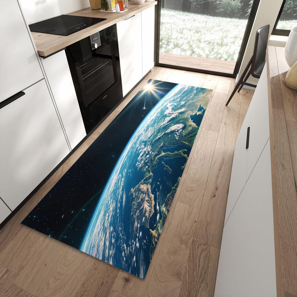 Küchenteppich 90x240cm rutschfest & abwischbar PVC Läufer - Blick Auf Die Erde